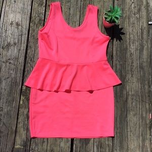 Neon Pink Peplum Dress